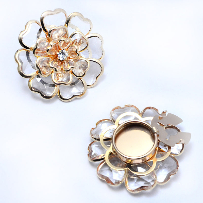 Chic Rhinestone Floral Cufflink & Brooch