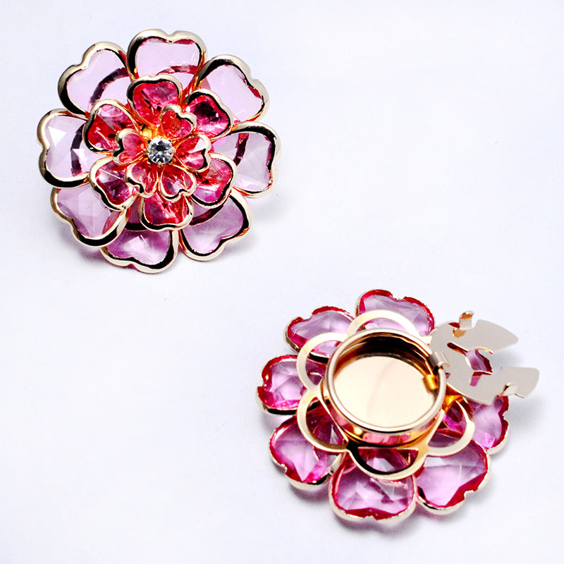 Chic Rhinestone Floral Cufflink & Brooch