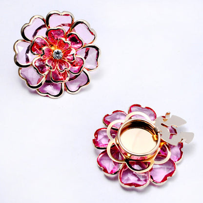 Chic Rhinestone Floral Cufflink & Brooch