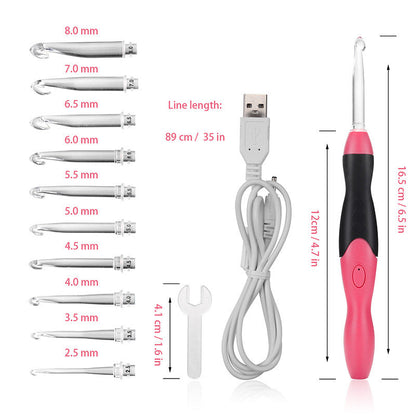 Crochet hooks with LED light, 11 PCS