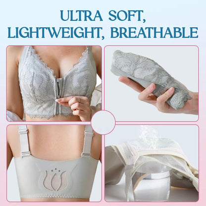 Women's Comfortable Front Closure Lace  Posture Support Bra