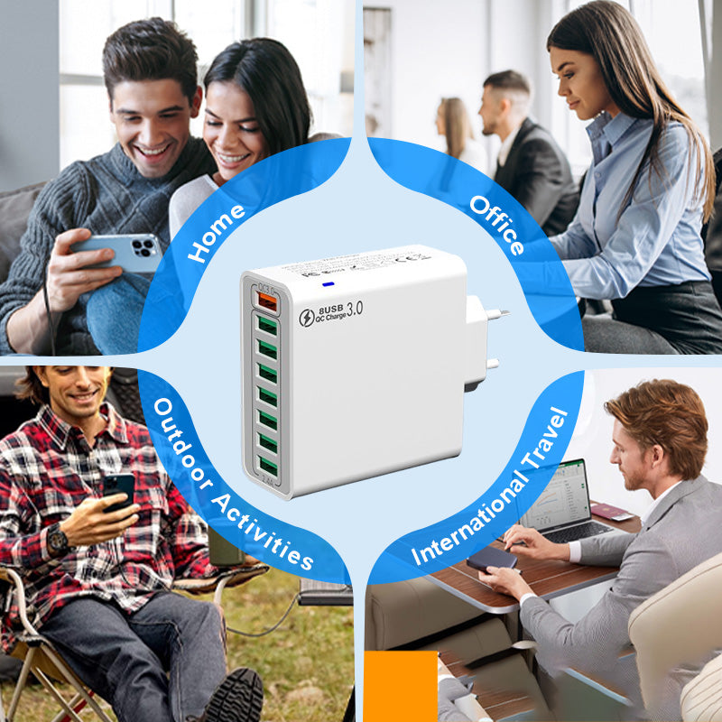 📢📢50%  OFF !! ⏰8-Port USB Fast Charging Mobile Phone Charger