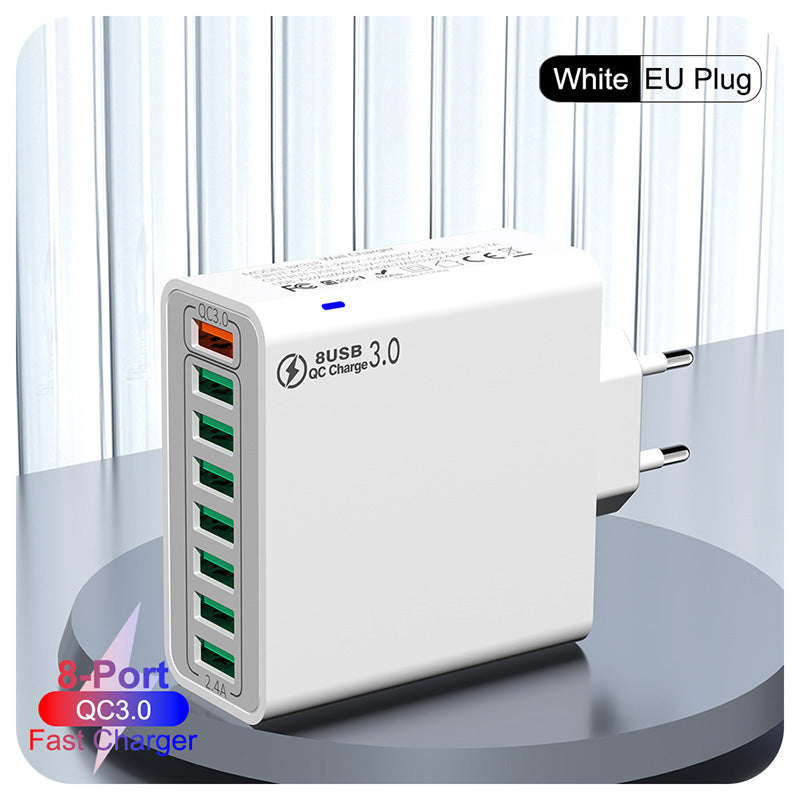 📢📢50%  OFF !! ⏰8-Port USB Fast Charging Mobile Phone Charger