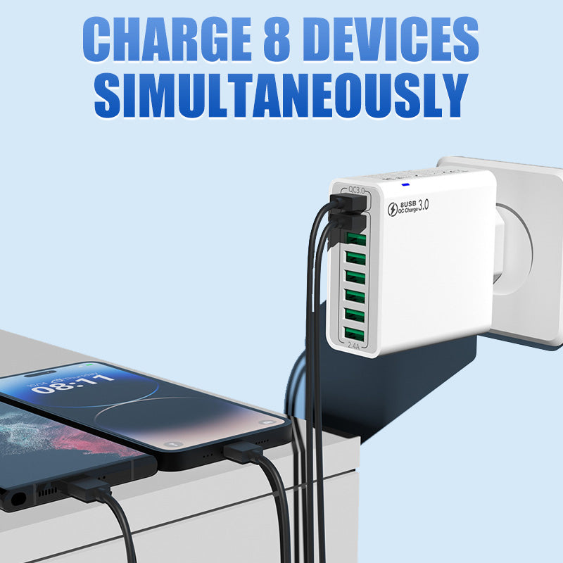 📢📢50%  OFF !! ⏰8-Port USB Fast Charging Mobile Phone Charger