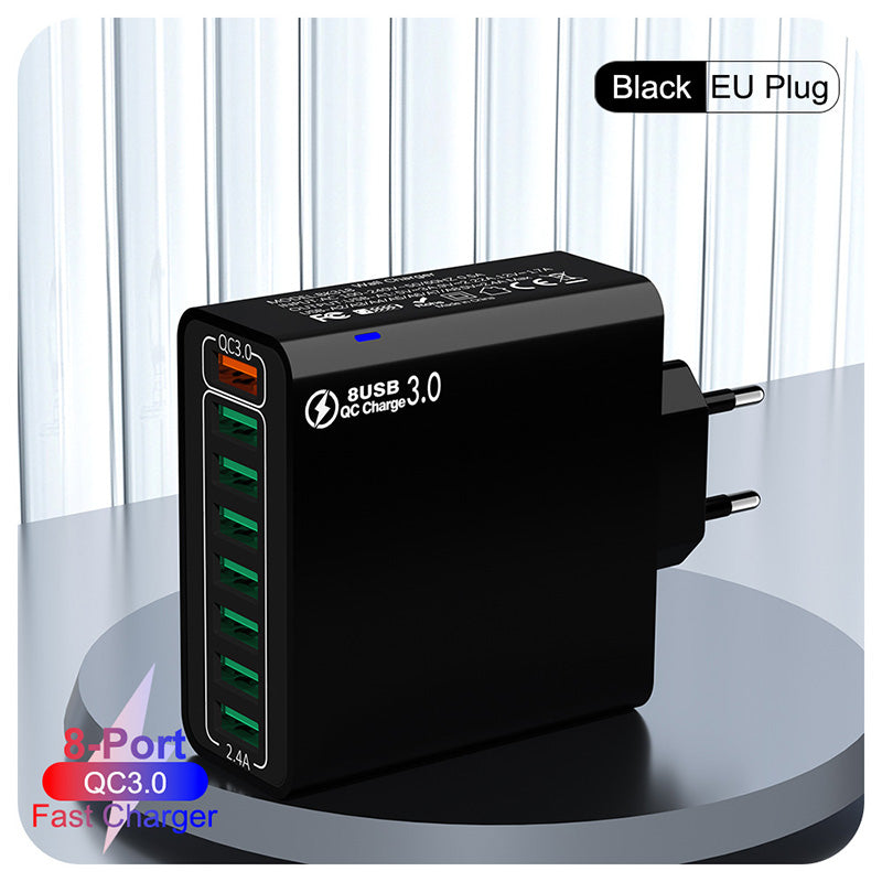 📢📢50%  OFF !! ⏰8-Port USB Fast Charging Mobile Phone Charger