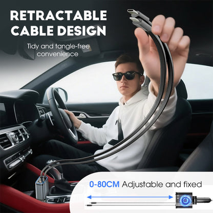 🔥2026 Hot Products🔥Ultra-Fast Car Charger With Retractable Cables & Starlight Ambience