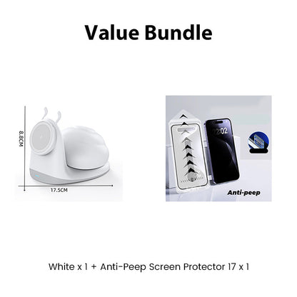 15W Snail-Shaped Magnetic Wireless Charging Station with Night Light