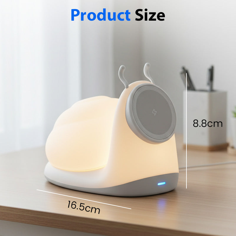 15W Snail-Shaped Magnetic Wireless Charging Station with Night Light