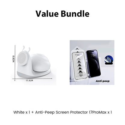 15W Snail-Shaped Magnetic Wireless Charging Station with Night Light