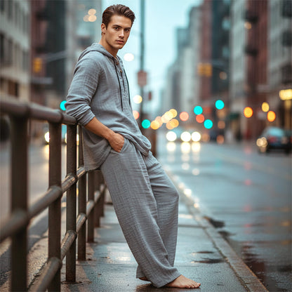 👕 60% OFF! 👖Men's Hooded Casual Loose Top & Pants 2-Piece Set🍂