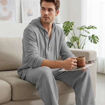 👕 60% OFF! 👖Men's Hooded Casual Loose Top & Pants 2-Piece Set🍂