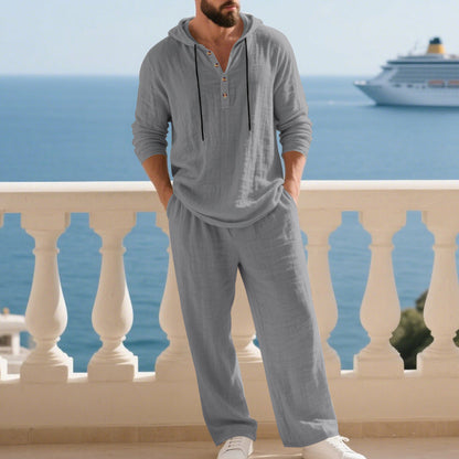 👕 60% OFF! 👖Men's Hooded Casual Loose Top & Pants 2-Piece Set🍂