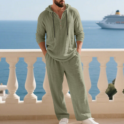 👕 60% OFF! 👖Men's Hooded Casual Loose Top & Pants 2-Piece Set🍂