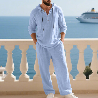 👕 60% OFF! 👖Men's Hooded Casual Loose Top & Pants 2-Piece Set🍂