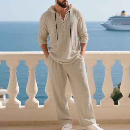 👕 60% OFF! 👖Men's Hooded Casual Loose Top & Pants 2-Piece Set🍂