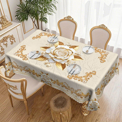 ✨🔥Waterproof Gold Rose Tablecloth🌸