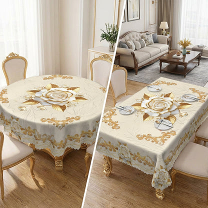 ✨🔥Waterproof Gold Rose Tablecloth🌸