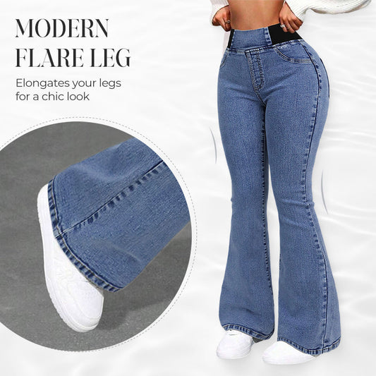 🎁 50% OFF !! ⏳ Women's High-Waist Stretch Flare Denim Jeans – Slim Through Hips, Flares at Knee for a Leg-Lengthening Look 👖✨