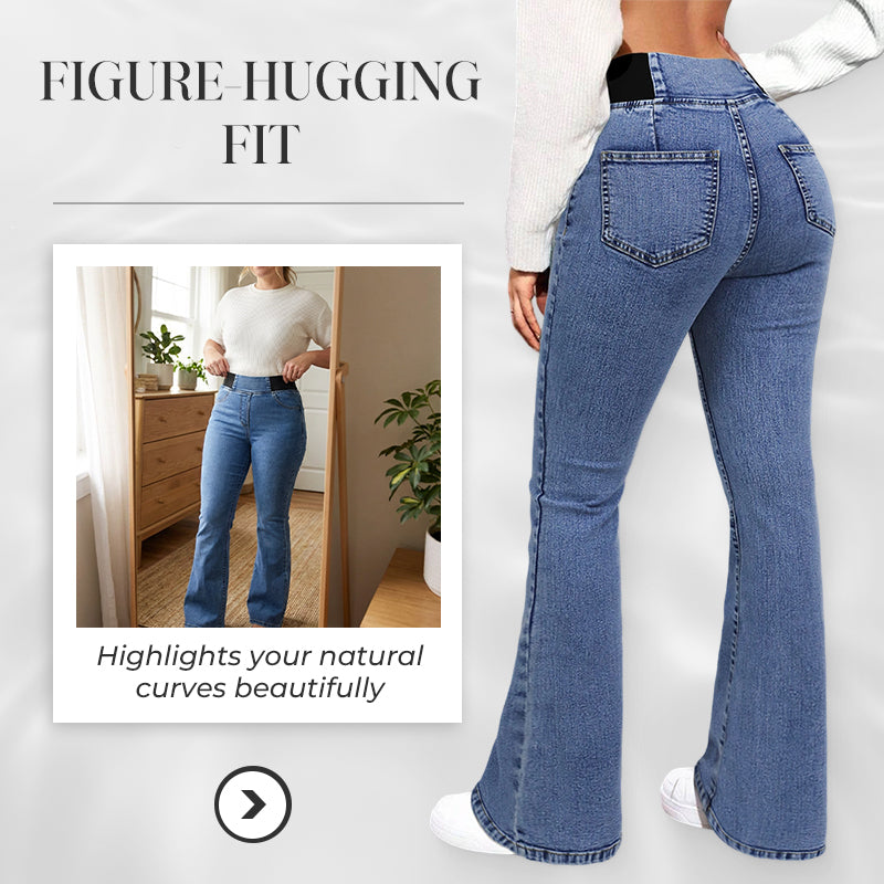 🎁 50% OFF !! ⏳ Women's High-Waist Stretch Flare Denim Jeans – Slim Through Hips, Flares at Knee for a Leg-Lengthening Look 👖✨