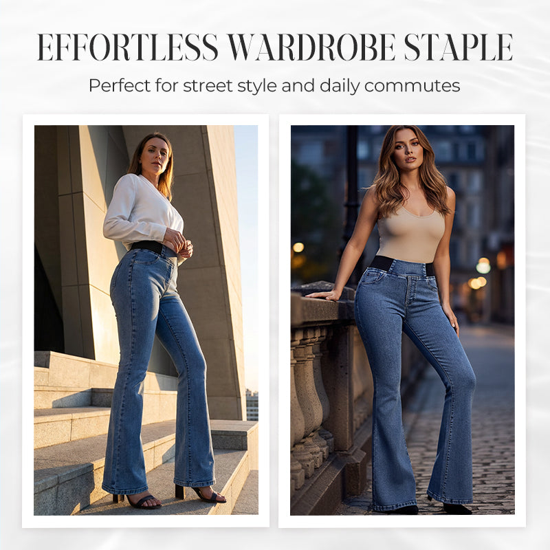 🎁 50% OFF !! ⏳ Women's High-Waist Stretch Flare Denim Jeans – Slim Through Hips, Flares at Knee for a Leg-Lengthening Look 👖✨