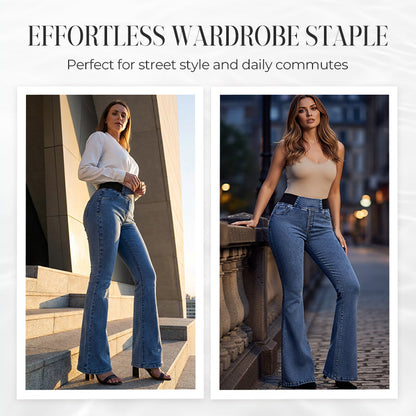 🎁 50% OFF !! ⏳ Women's High-Waist Stretch Flare Denim Jeans – Slim Through Hips, Flares at Knee for a Leg-Lengthening Look 👖✨