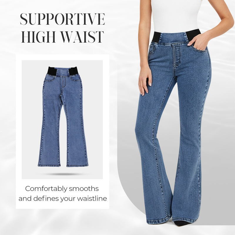 🎁 50% OFF !! ⏳ Women's High-Waist Stretch Flare Denim Jeans – Slim Through Hips, Flares at Knee for a Leg-Lengthening Look 👖✨