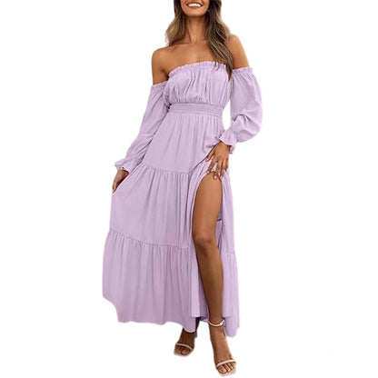 🥳2026 HOT SALE🥳💞50K+ SOLD!👵 🕊️50% OFF! Women's Off-Shoulder High-Waist Dress – Elegant & comfortable! Gentle support stays in place, flattering high waist. Perfect for summer gatherings or holidays. 🌸☀️