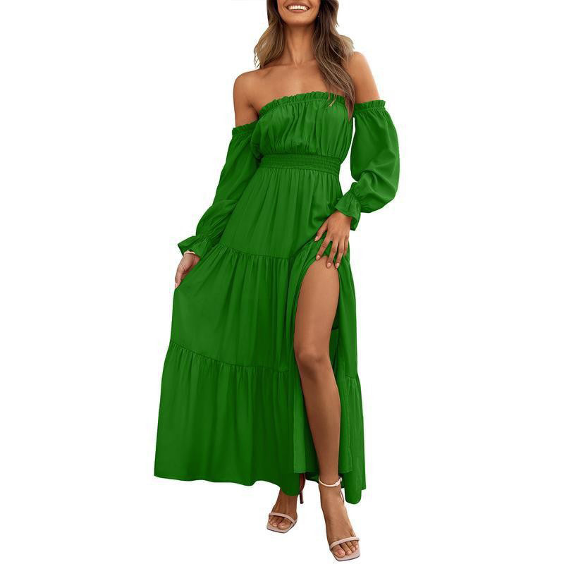 🥳2026 HOT SALE🥳💞50K+ SOLD!👵 🕊️50% OFF! Women's Off-Shoulder High-Waist Dress – Elegant & comfortable! Gentle support stays in place, flattering high waist. Perfect for summer gatherings or holidays. 🌸☀️