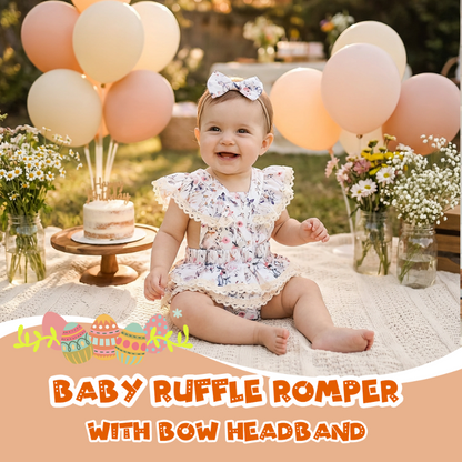 Baby Ruffle Romper with Bow Headband