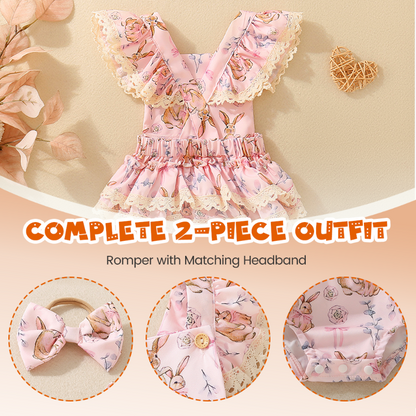 Baby Ruffle Romper with Bow Headband