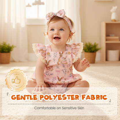 Baby Ruffle Romper with Bow Headband