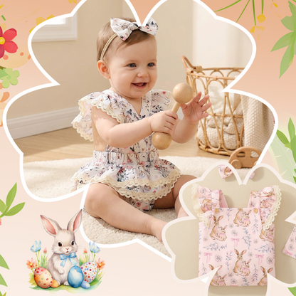 Baby Ruffle Romper with Bow Headband