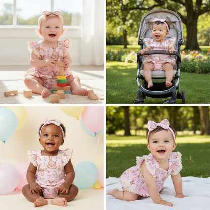 Baby Ruffle Romper with Bow Headband