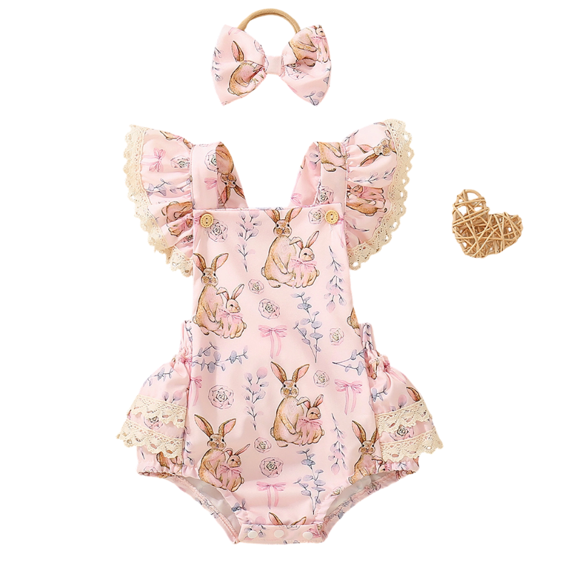 Baby Ruffle Romper with Bow Headband