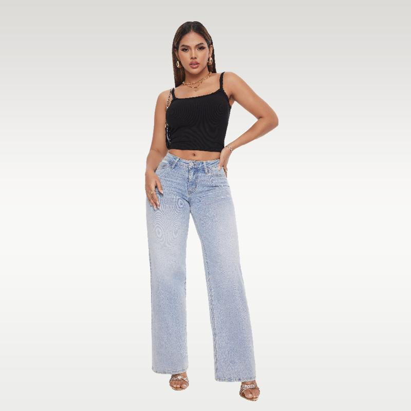 🔥LAST DAY SALE 50% OFF✨⚡ 50K+ SOLD! 🎁Mid-low Rise Baggy Jeans Stretchy Wide Leg for Women