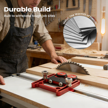 Adjustable Dual-Roller Feed Guide for Table Saw