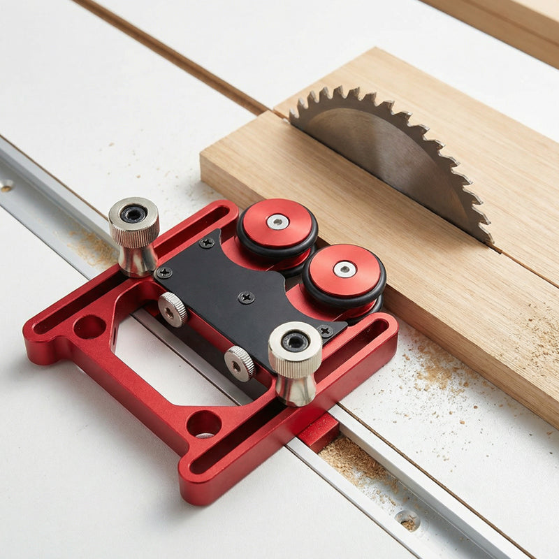 Adjustable Dual-Roller Feed Guide for Table Saw
