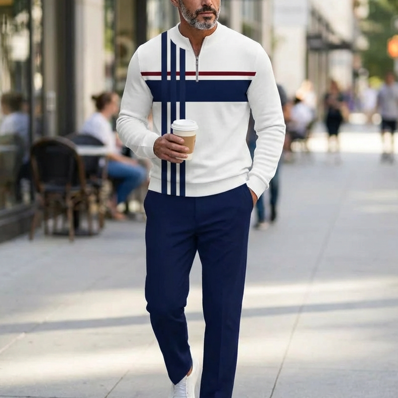 Men's Graphic Print Pullover & Pants Set
