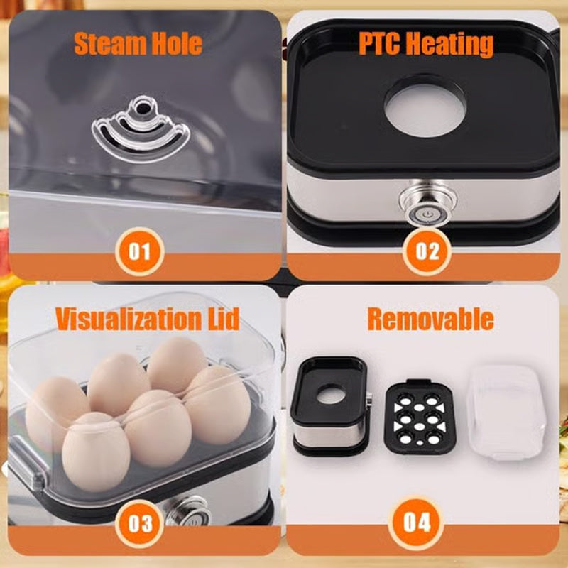 ⏳Time-Limited Special ⏰🍳 Multifunctional Egg Steamer with Clear Lid – Boil, Poach or Omelet✨