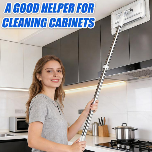 🧹50% OFF HOT SALE! Telescopic Long Handle Flat Dust Mop, Shark Tooth Lock Microfiber Cleaning Cloth Mop for Ceiling, Cabinet Top & Wall Deep Cleaning