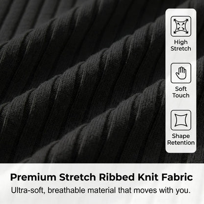 Men's Short Sleeve Ribbed Knit Zip-Up Shirt