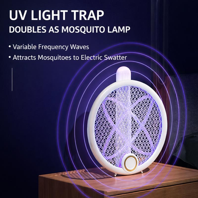 📢📢 50% OFF ⏰💎 Foldable Electric Mosquito Swatter with UV Attract Light – 3-in-1 Automatic Mosquito Killer🦟💡 Rechargeable, safe, ideal for home & travel.✅