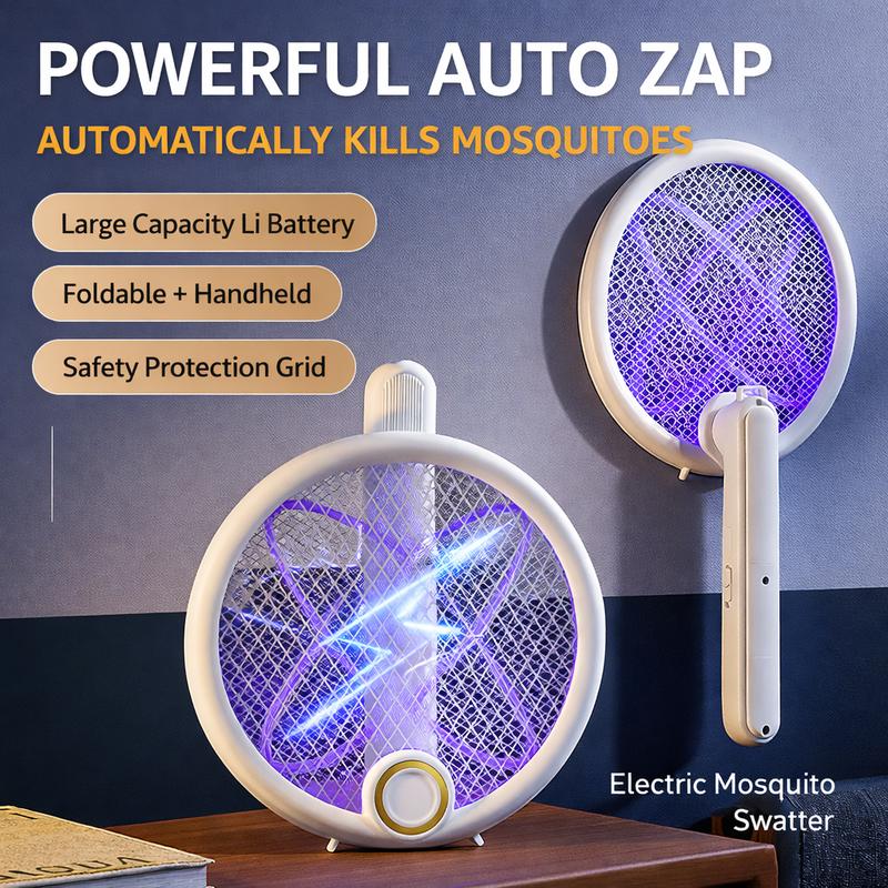 📢📢 50% OFF ⏰💎 Foldable Electric Mosquito Swatter with UV Attract Light – 3-in-1 Automatic Mosquito Killer🦟💡 Rechargeable, safe, ideal for home & travel.✅