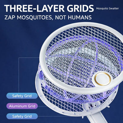 📢📢 50% OFF ⏰💎 Foldable Electric Mosquito Swatter with UV Attract Light – 3-in-1 Automatic Mosquito Killer🦟💡 Rechargeable, safe, ideal for home & travel.✅