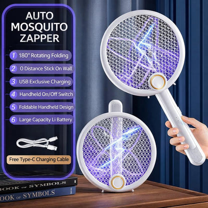 📢📢 50% OFF ⏰💎 Foldable Electric Mosquito Swatter with UV Attract Light – 3-in-1 Automatic Mosquito Killer🦟💡 Rechargeable, safe, ideal for home & travel.✅
