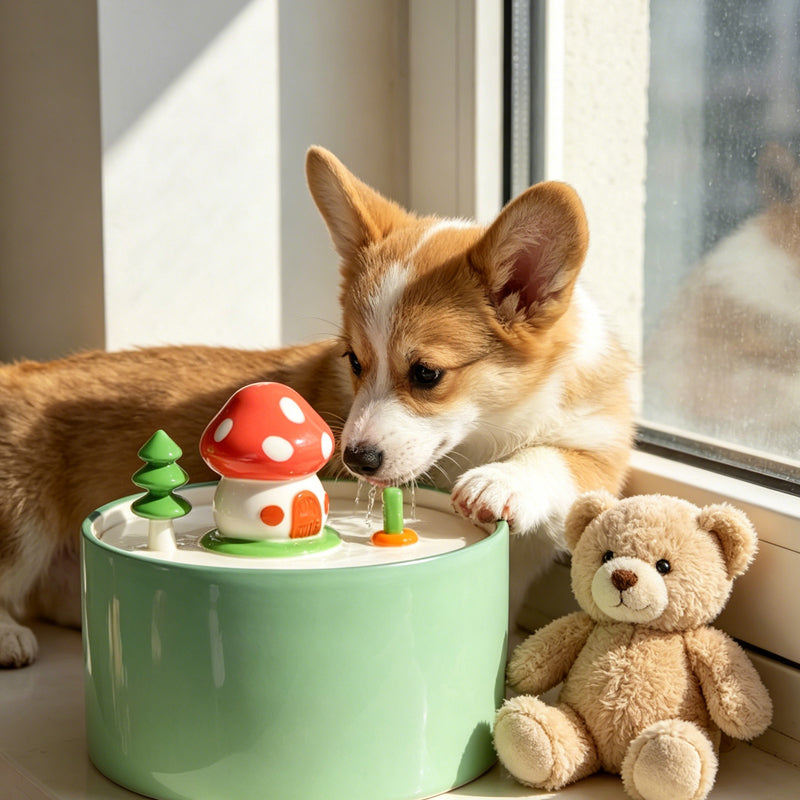 💐50% OFF ! Mushroom-Shaped Ceramic Pet Water Fountain – Encourages Hydration 🐱💧【Limited Offer】