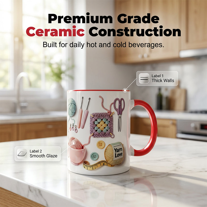 ⏰🔥LIMITED TIME 50% OFF! ☕ Crochet & Knitting Themed Ceramic Coffee Mug – Cute, Durable & Perfect Gift for Yarn Lovers ✨🧶