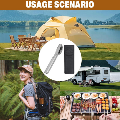 🥳2026 HOT SALE🥳💞50K+ SOLD!🍴🎒 50% OFF! 4-in-1 Stainless Steel Cutlery Set – Fork, spoon, knife & holder with bottle opener. Compact & travel-ready. Perfect for picnics & camping! 🏕️✨