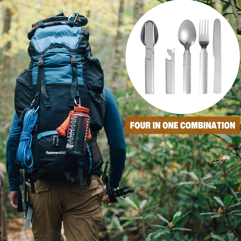 🥳2026 HOT SALE🥳💞50K+ SOLD!🍴🎒 50% OFF! 4-in-1 Stainless Steel Cutlery Set – Fork, spoon, knife & holder with bottle opener. Compact & travel-ready. Perfect for picnics & camping! 🏕️✨