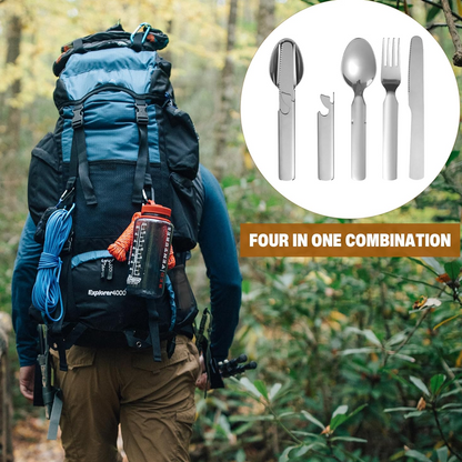 🥳2026 HOT SALE🥳💞50K+ SOLD!🍴🎒 50% OFF! 4-in-1 Stainless Steel Cutlery Set – Fork, spoon, knife & holder with bottle opener. Compact & travel-ready. Perfect for picnics & camping! 🏕️✨